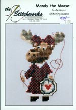 Malcolm the Moose - Stitching Moose Cross Stitch